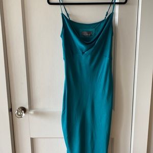 NWT Teal Anthropologie Elyse Bias slip dress
